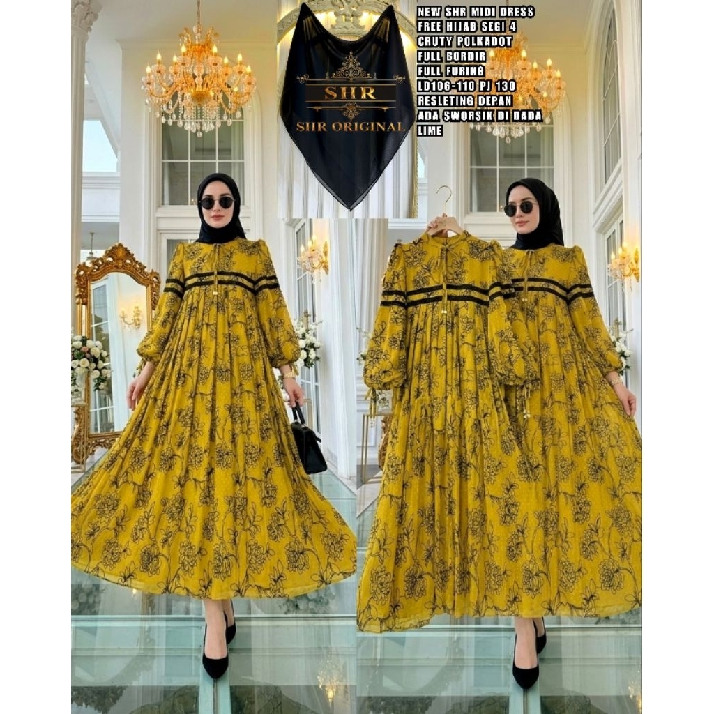 SHR MIDI DRESS SHR SET HIJAB MIDI TERBARU VIRAL