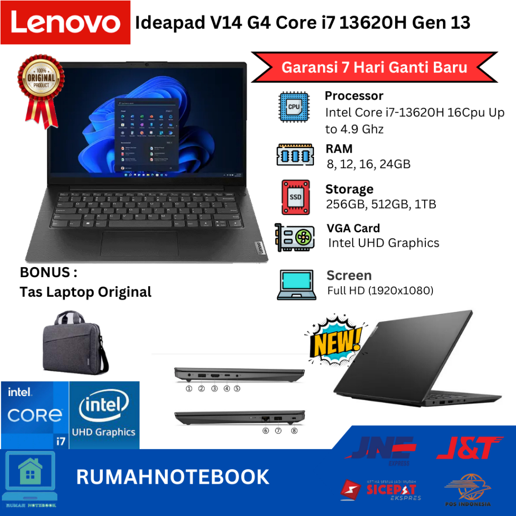 Laptop Baru Lenovo V14 Intel Core i7 13620H 16cpus upto 4,9Ghz