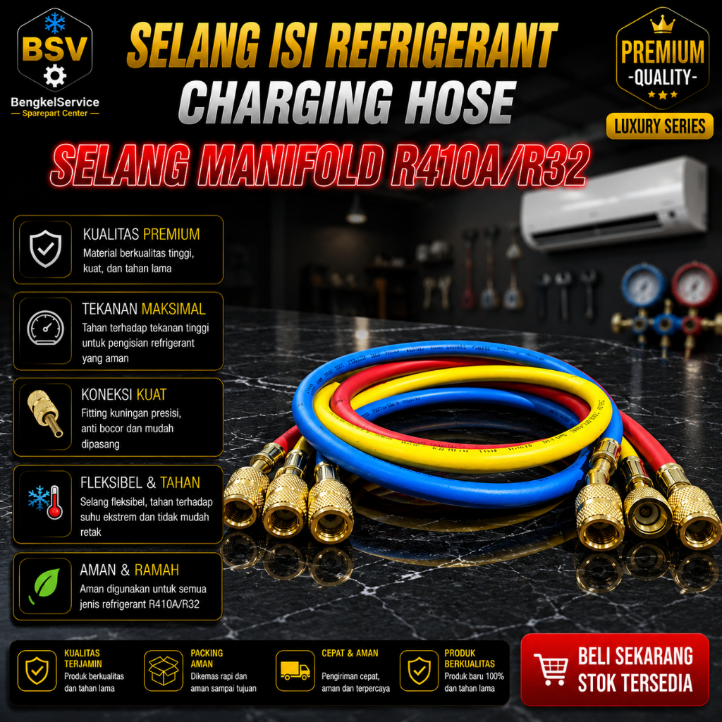 Selang Manifold R410,R32 Khusus | Selang Manifol Manipol Khusus R410 R32 Pengisian