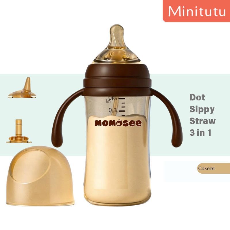 Minitutu Botol Minum PP Training Cup Botol Susu Nano Perak 3in1 Botol Anti Tumpah BPA Free BB15