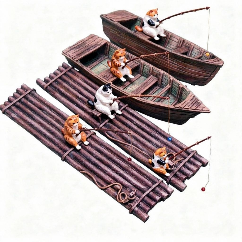 miniatur perahu nelayan hiasan akuarium aquascape