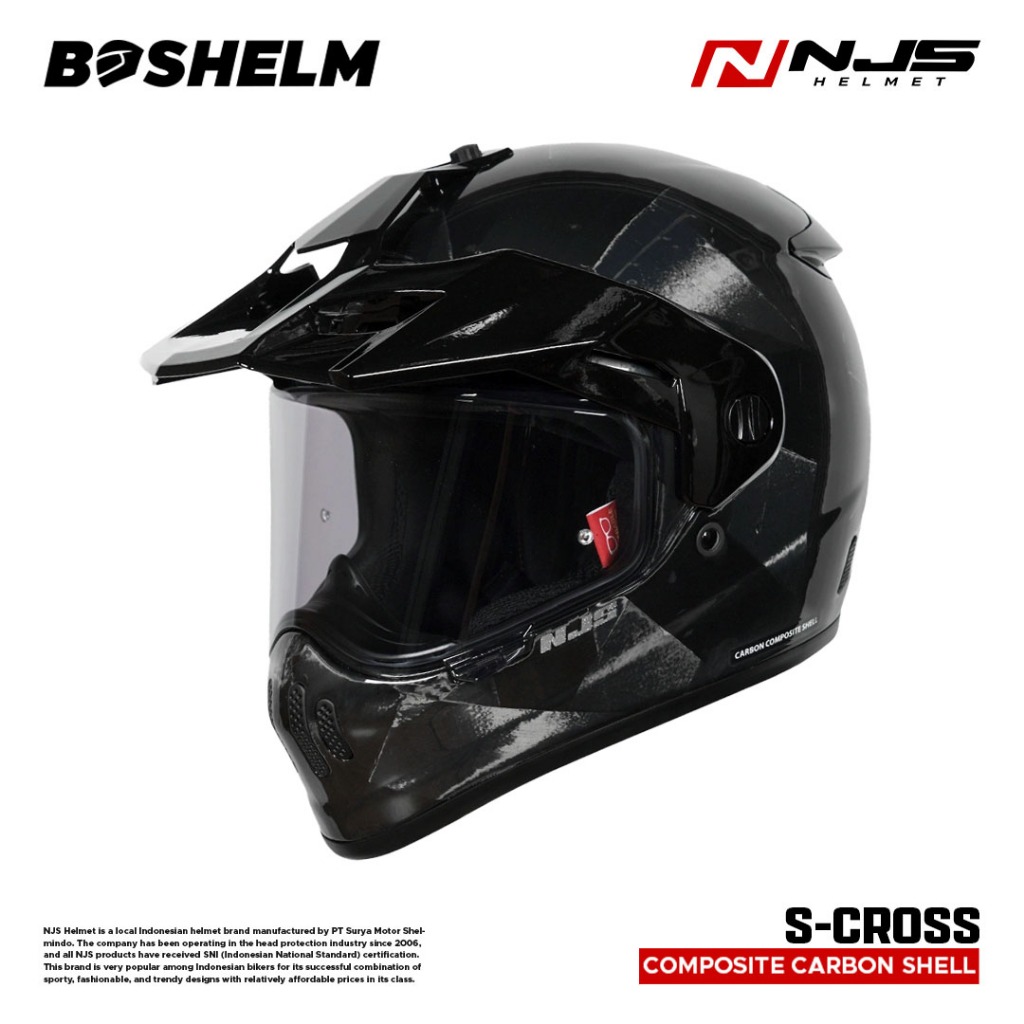 BOSHELM Helm NJS S-Cross Carbon Forged SR - Helm Full Face SNI
