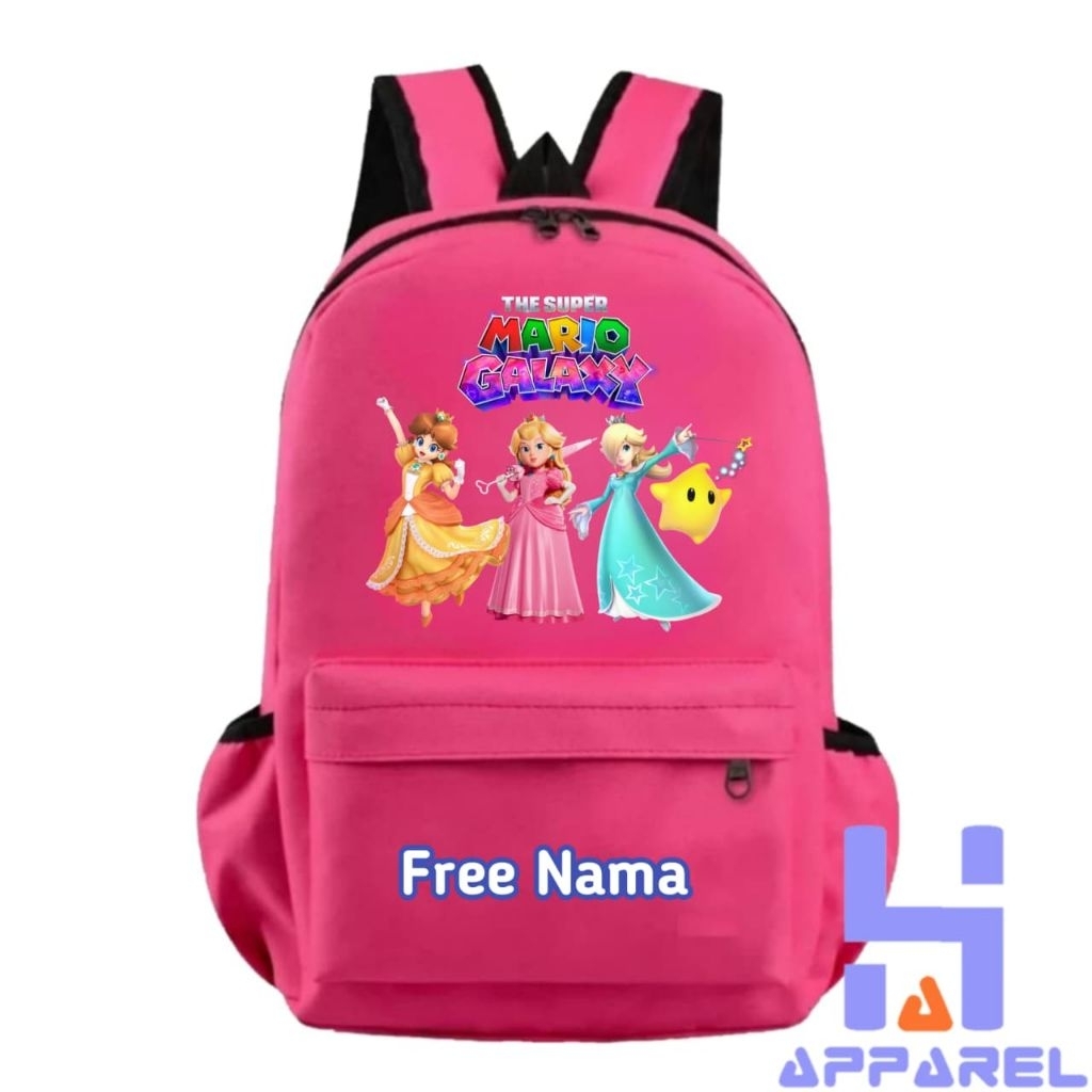 TAS RANSEL ANAK KARAKTER PRINCESS PEACH PRINCESS DAISY ROSALINA LUMA THE SUPER MARIO GALAXY FREE NAM