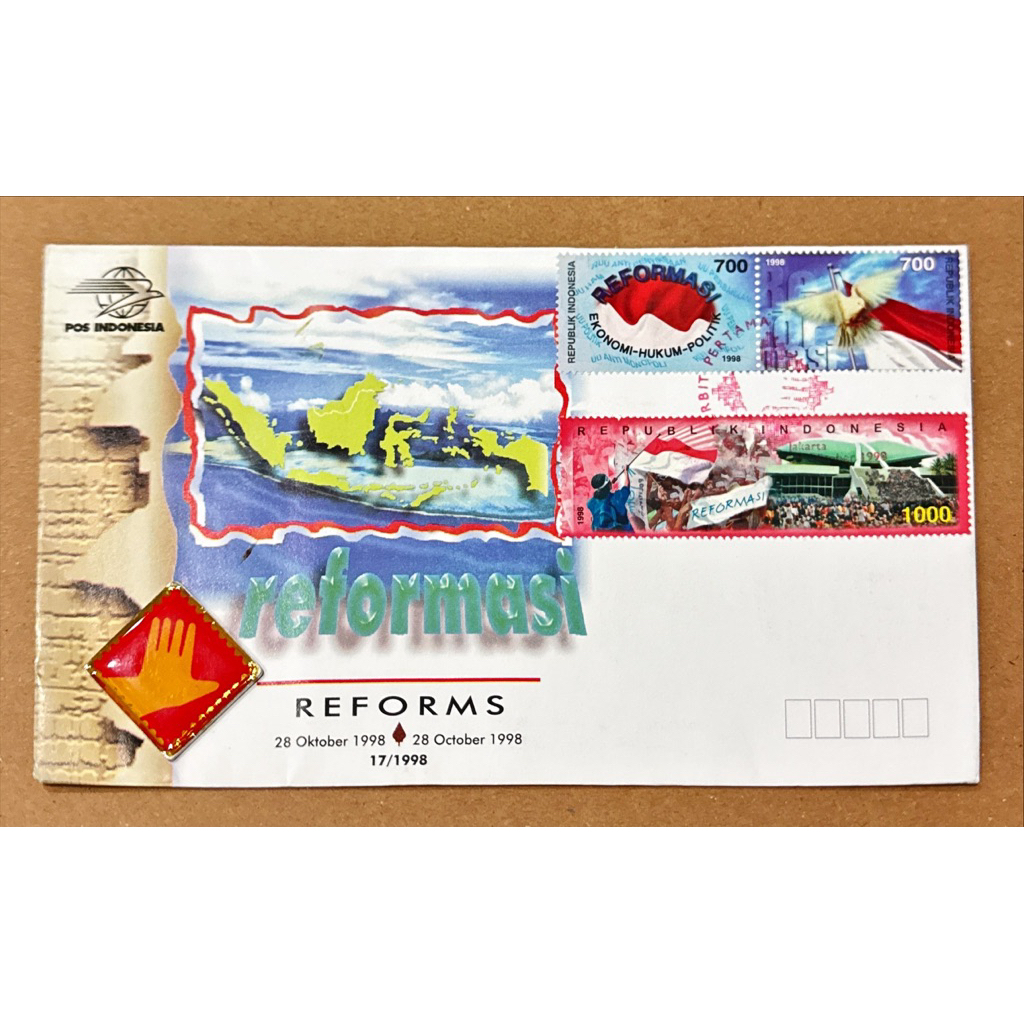 PRANGKO INDONESIA 1998 SHP REFORMASI DENGAN PIN CHUSUS (SPECIAL EDITION ) MINT.