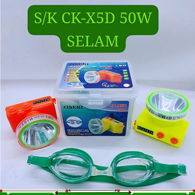 Kiseki Senter Kepala Selam CK-X5D 50W | Senter Selam Headlamp Super Bright Cahaya Putih