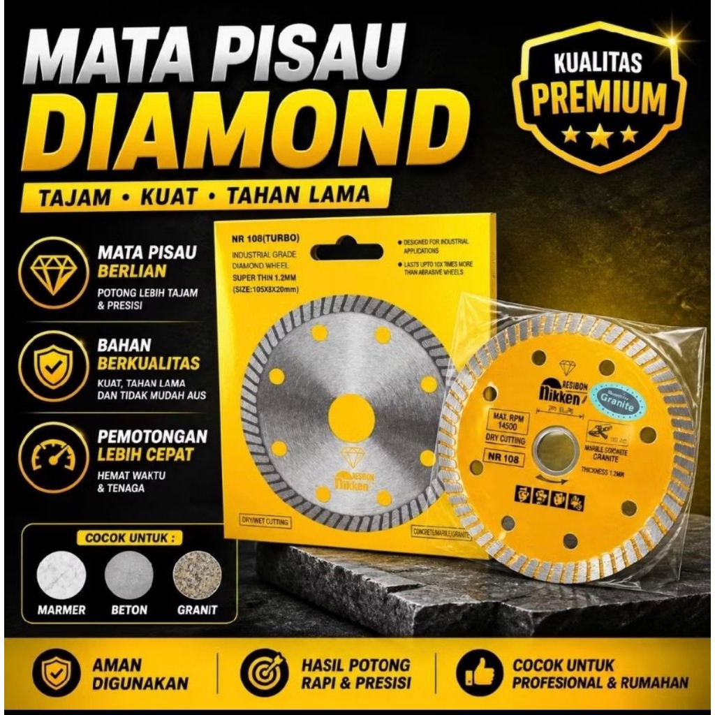 diamond wheel nikken resibon turbo/ pisau potong granit nikken resibon turbo