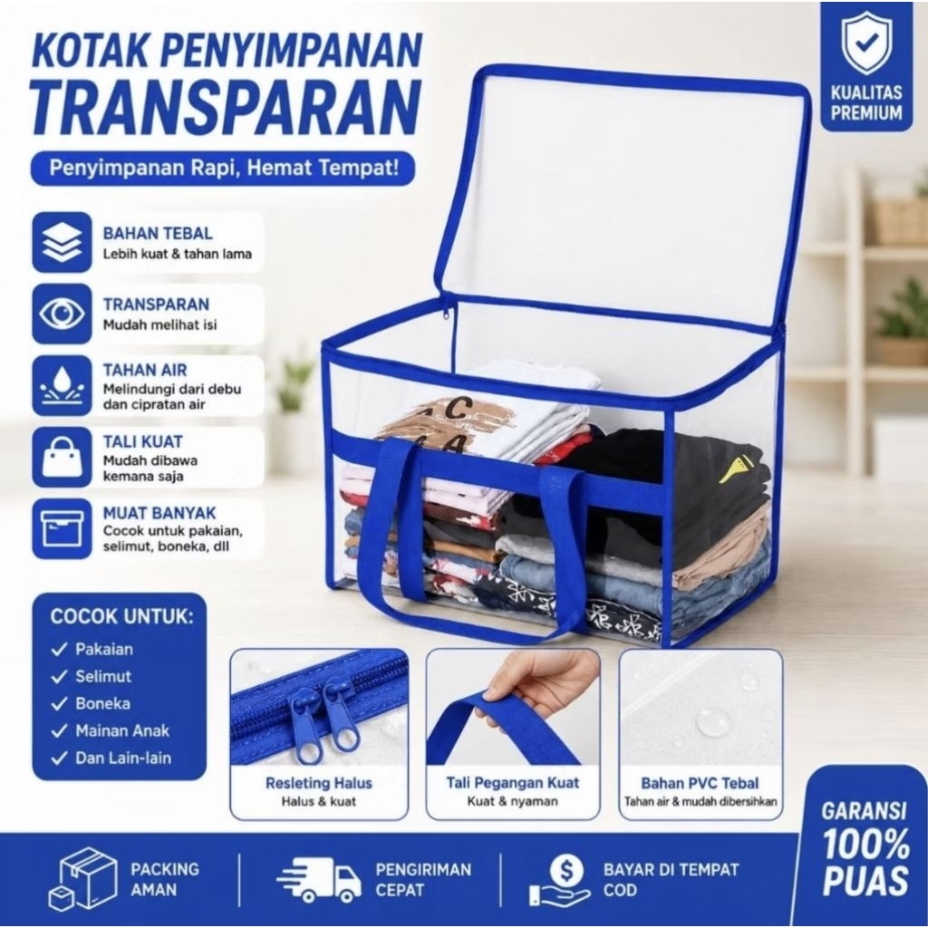 Tas Mika Transparan Besar Multifungsi Tas Laundry Jumbo Termurah
