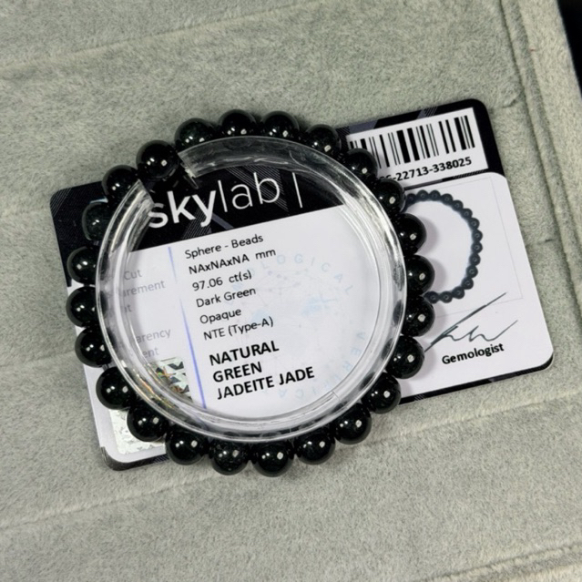 Gelang Permata Black Jadeite Jade Giok Type A Include Certificate Memo