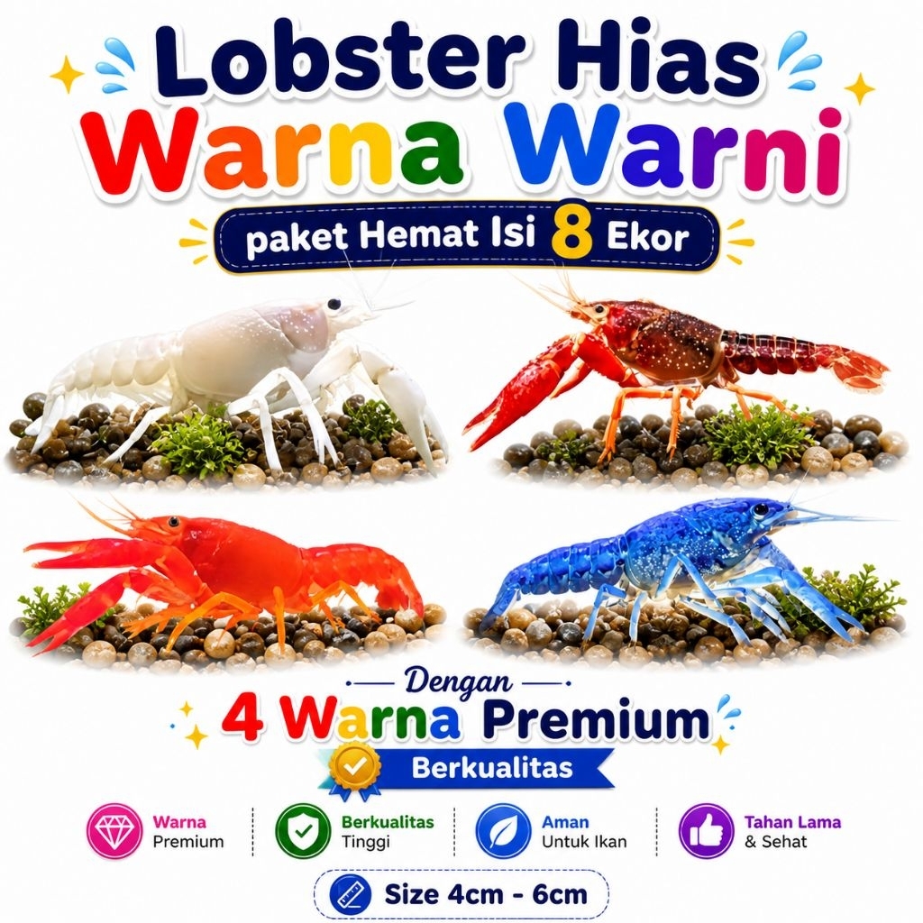 Lobster hias warna warni isi8 lobster hiasan aquarium