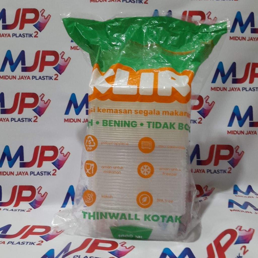 Kotak Makan Thinwall Klir Persegi Ukuran 1000ML Food Container Thinwall Square Klir Size 1000ML