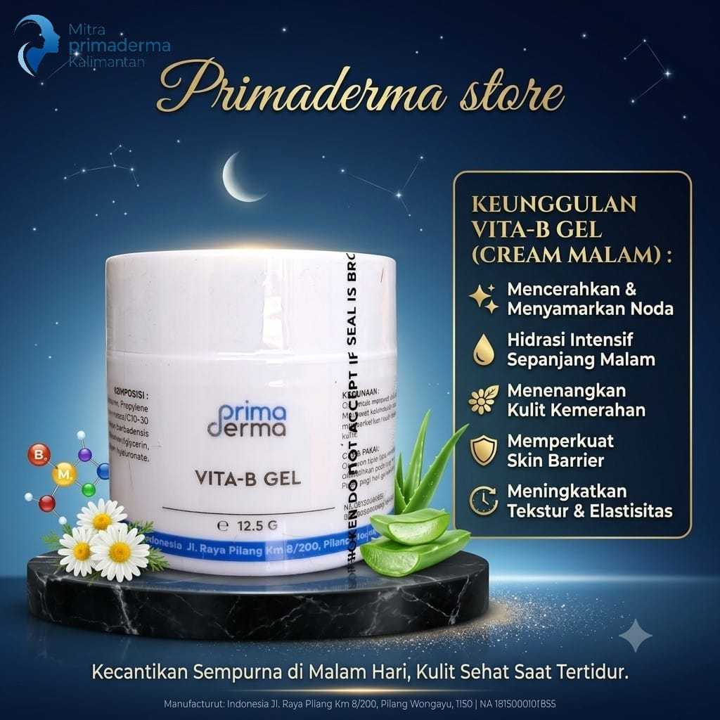 PRIMADERMA VITA B GEL / MOISTURIZER CREAM / MOIST JERAWAT / MOIST NODA HITAM/ CREAM MALAM MOISTURIZE