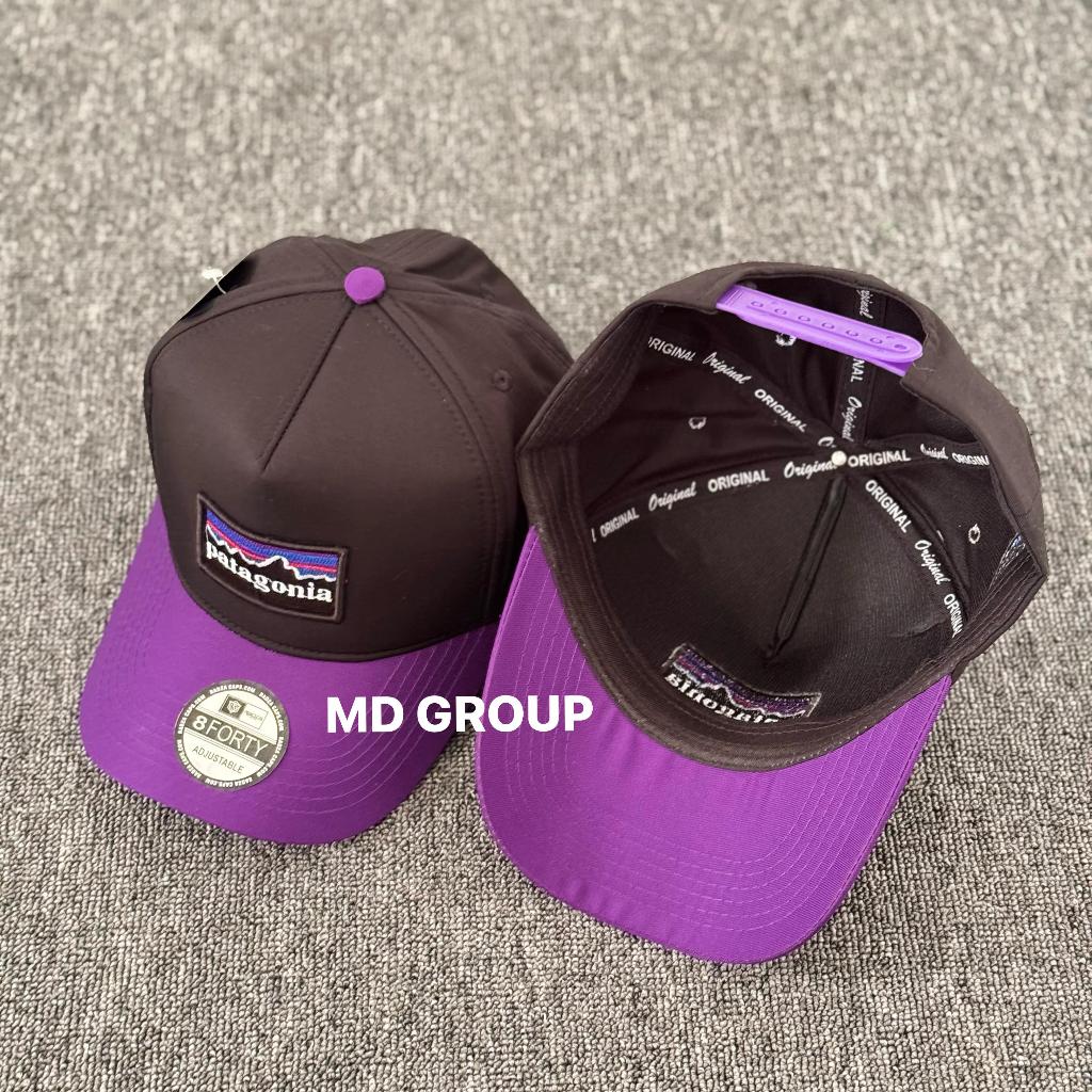 topilokal|| Topi Baseball Import Bordiran Patagonia Strep Hitam Ungu - Nyaman di Pakai