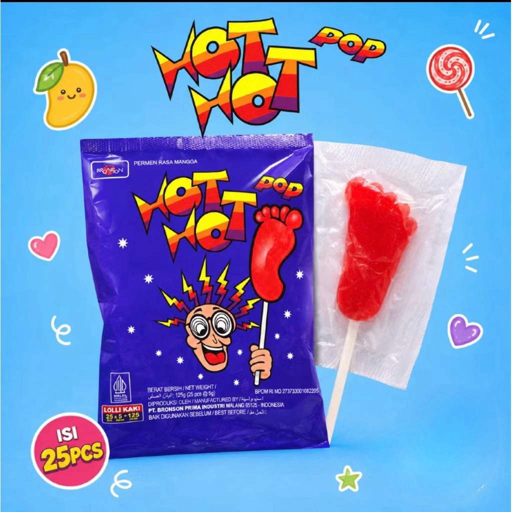 1 pak permen hot hot pop kaki isi 25 pcs