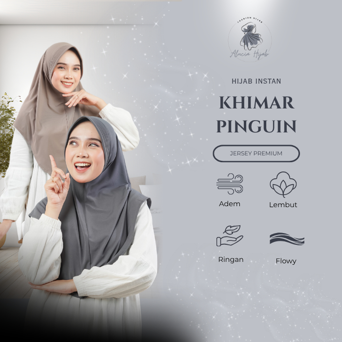 Alucia Hijab - KHIMAR PINGUIN PET ANTEM PREMIUM / HIJAB INSTAN KHIMAR JERSEY
