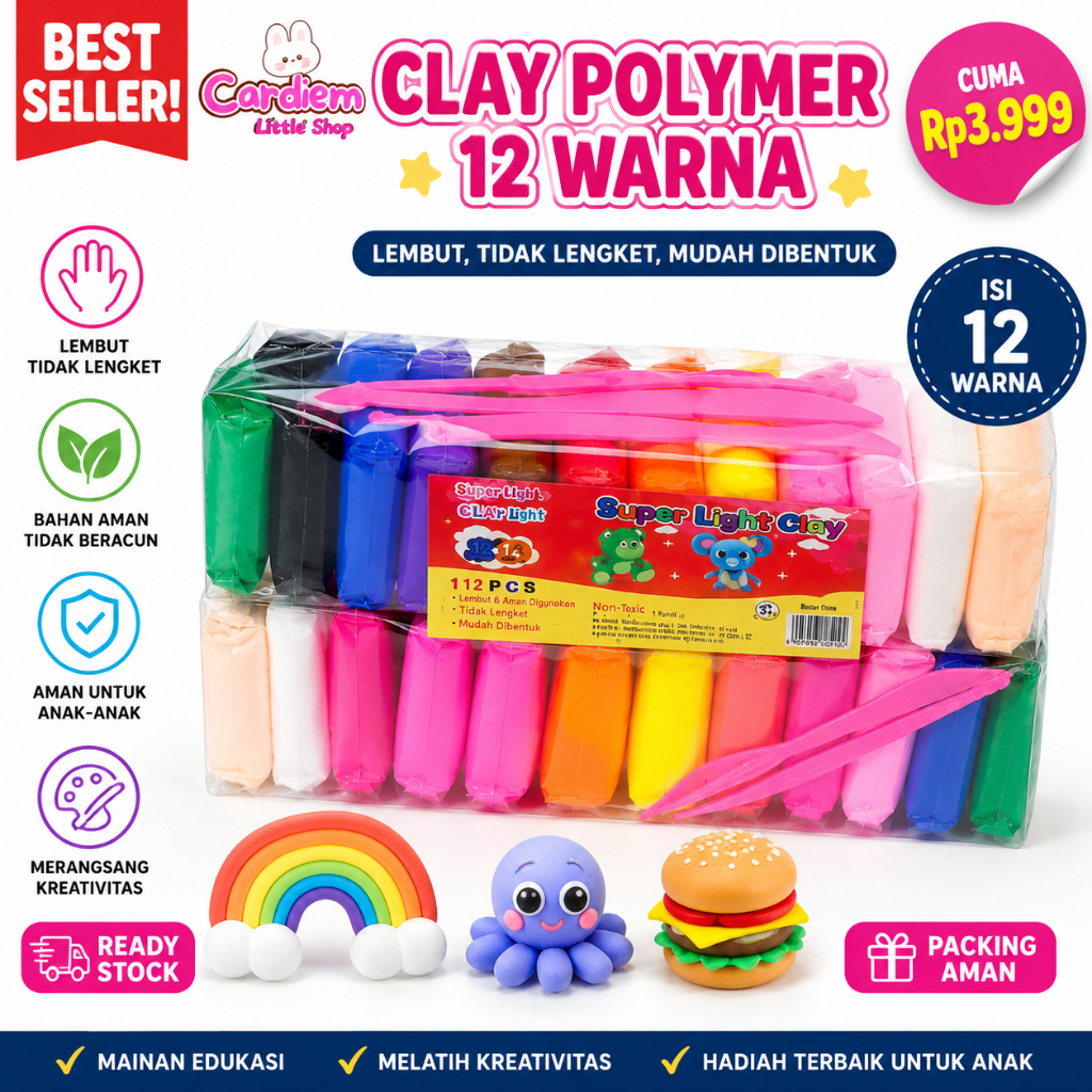 1PACK Clay 7.5 grm  Press Mainan Edukasi Anak Plastisin Lilin Mainan Clay Polymailer 1 PAisau Mainan
