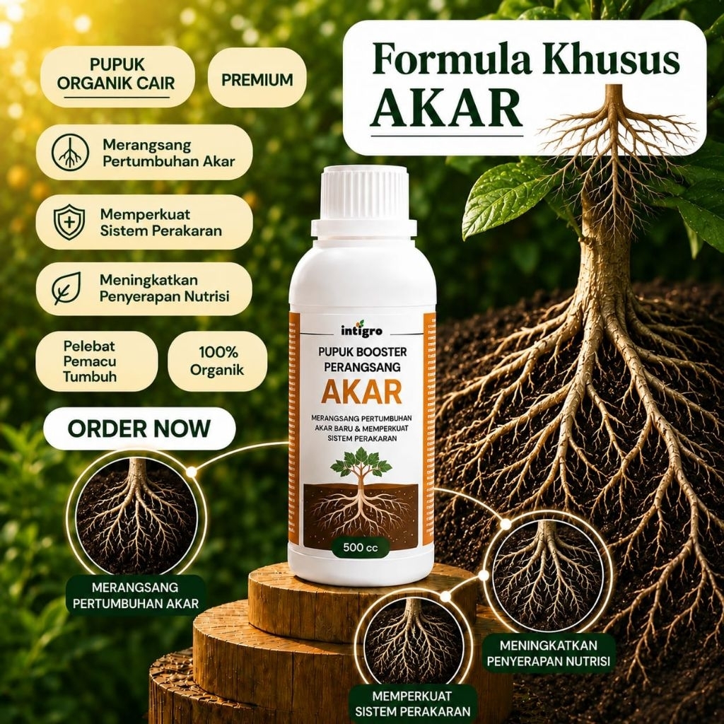 Pupuk Booster Akar Intigro 500ml POC Organik Perangsang Akar Pelebat Pertumbuhan Tanaman Buah dan Sa