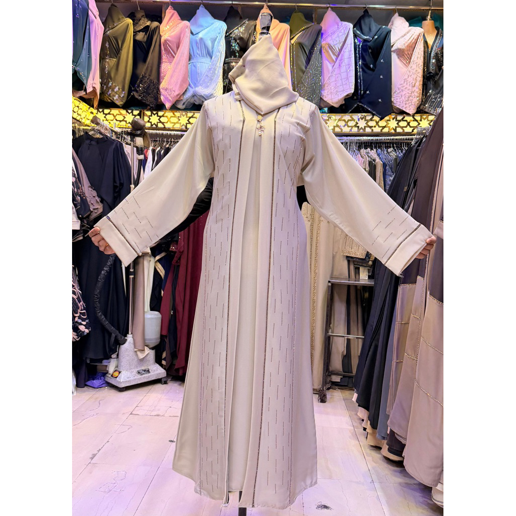 abaya saudi motif garis putus