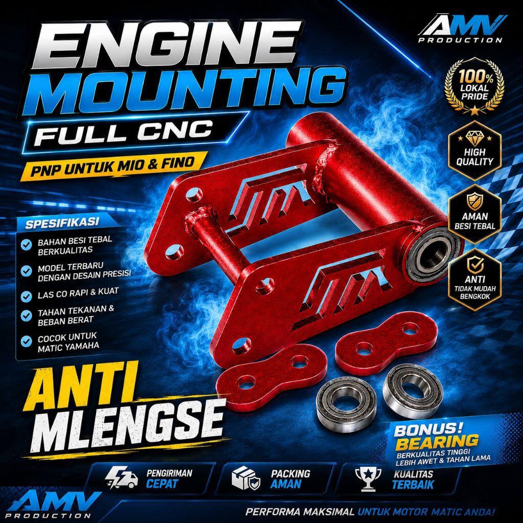 Engine Mounting ARM Custom Mio Sporty, Mio Smile, Mio Soul Karbu, Fino Karbu, Mio Karbu panjang 3cm 