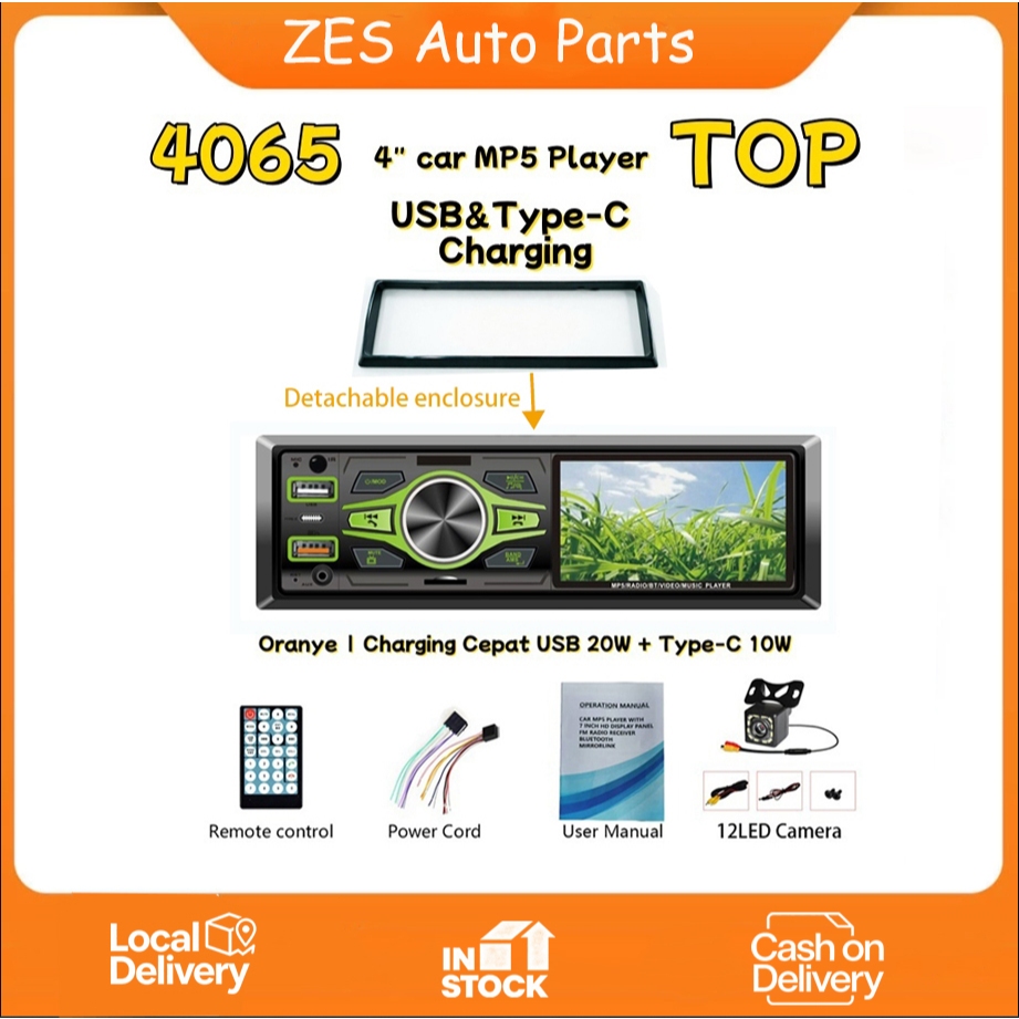 <Stok Tersedia> Head Unit MP5 4065 4 Inch Single Din 12V Bluetooth Mirrorlink + Kamera Mundur