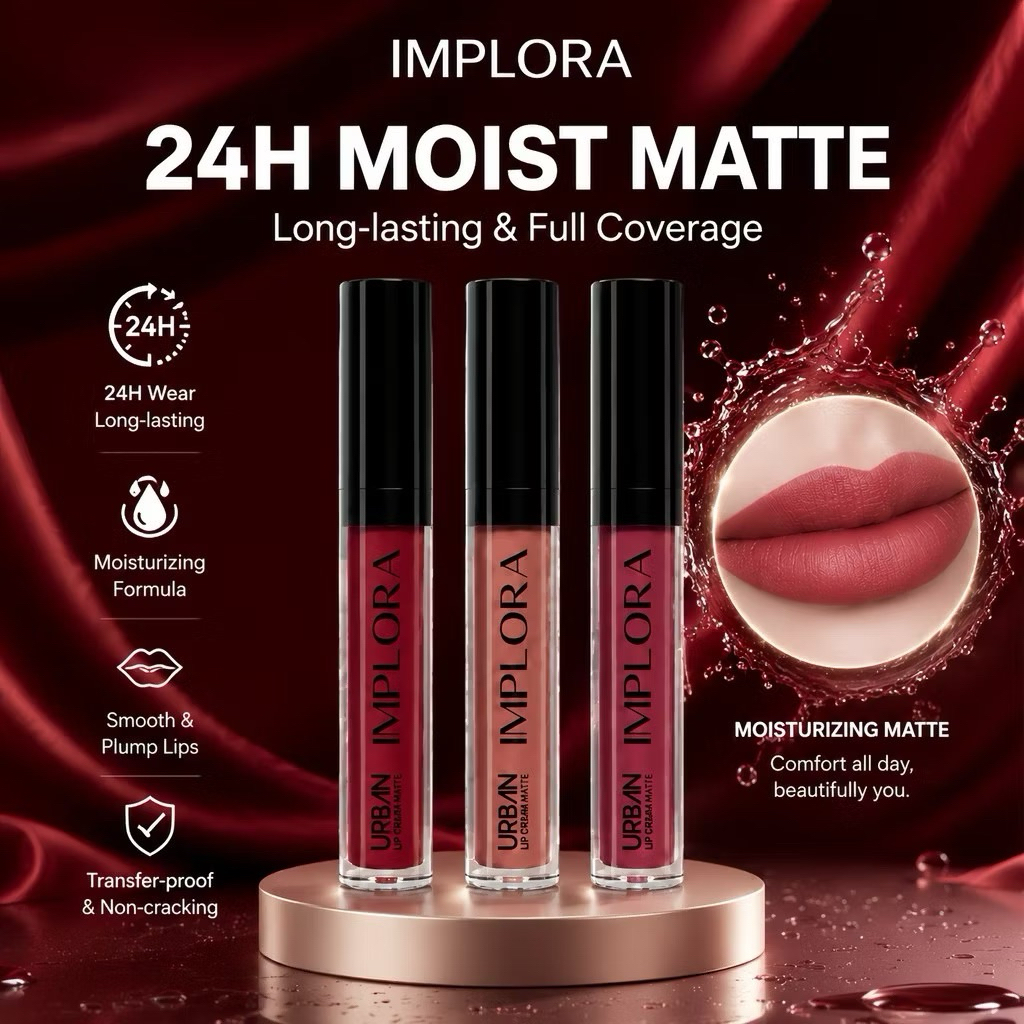 IMPLORA 1 BOX 12PCS Urban Lip Cream Matte - Lipcream Lipstik Matte Cair Ringan Tahan Lama