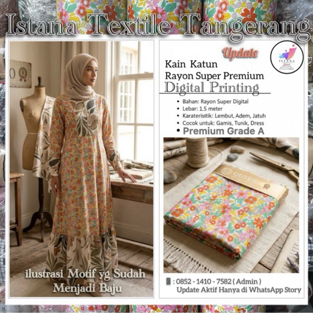KAIN KATUN RAYON VISCOSE PREMIUM | KAIN KATUN RAYON MOTIF PREMIUM | KATUN RAYON MOTIF CANTIK | KATUN