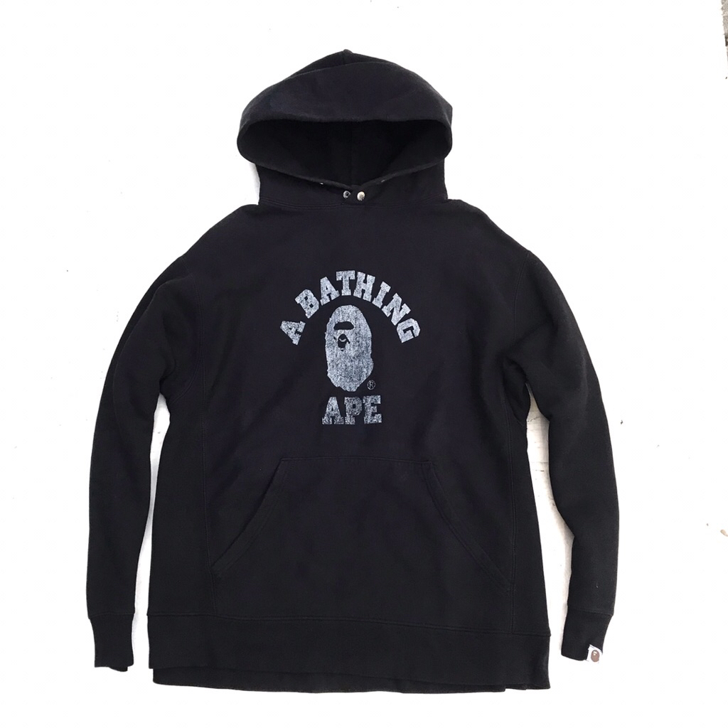 Vintage Bape college black Pullover hoodie jacket A Bathing Ape black Hoodie Jacket  Oldschool desig