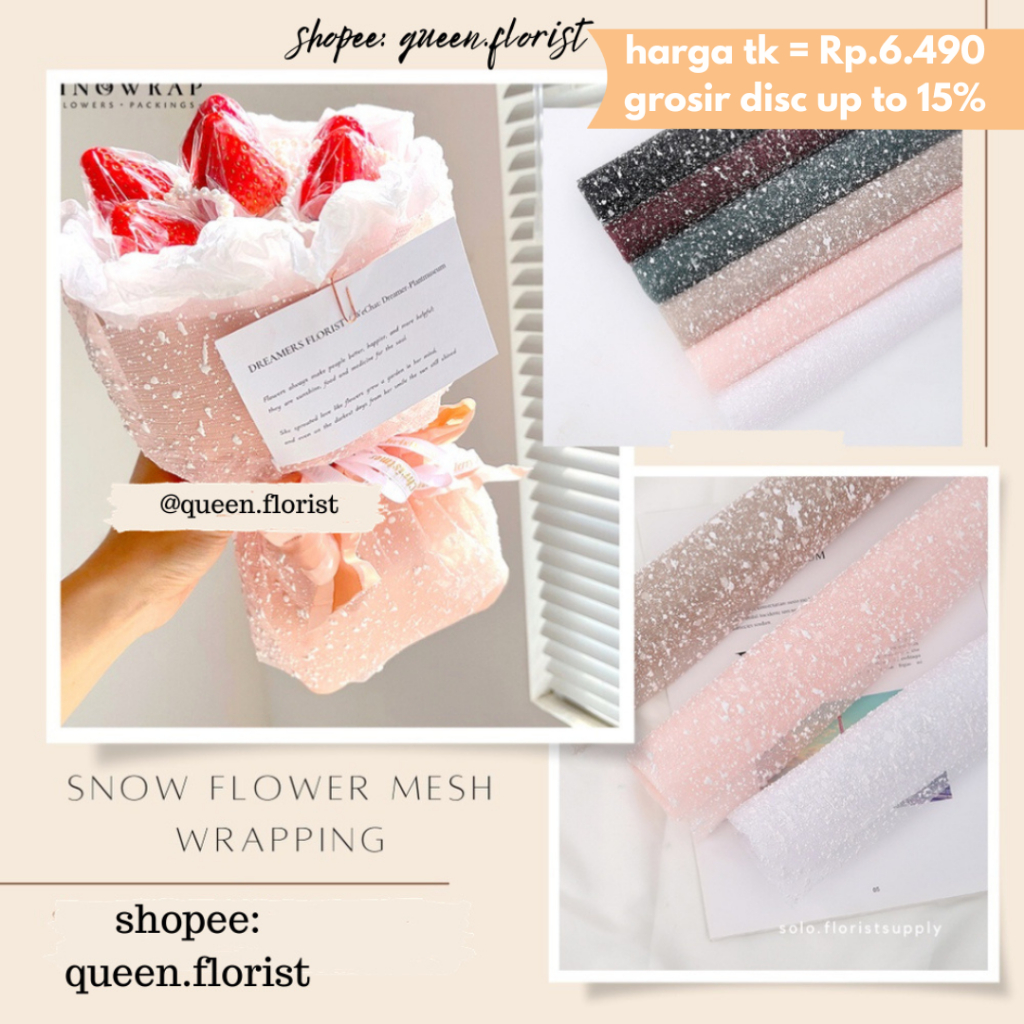 SNOW TILE lembaran KAIN TILE SALJU PER potongan KAIN PEMBUNGKUS BUKET BUNGA FLOWER WRAPPING Tile Sal