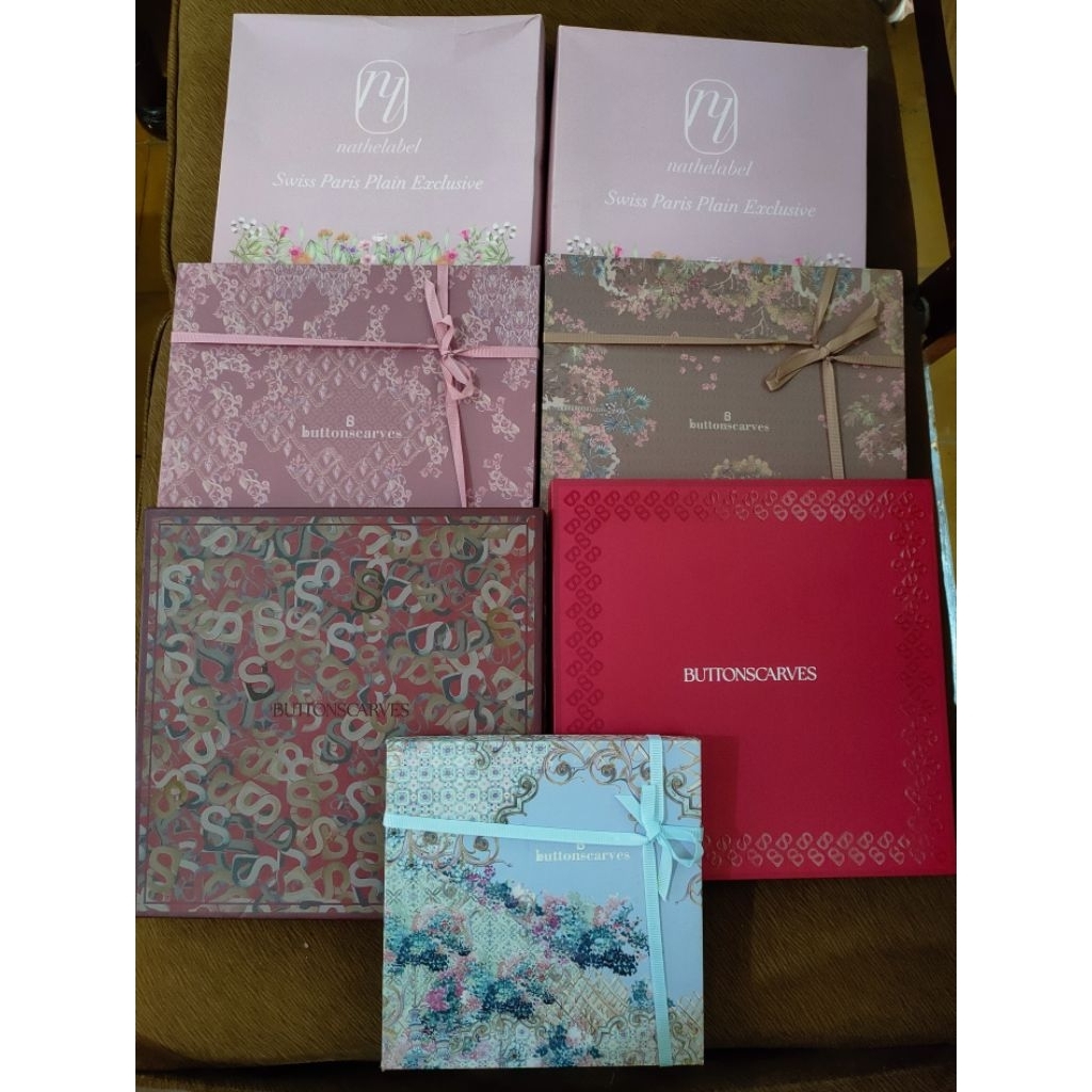 Ready Buttonscarves Tapis embos, Samla, Al qasr, Ceilo. bukan as is. NET (new+box)