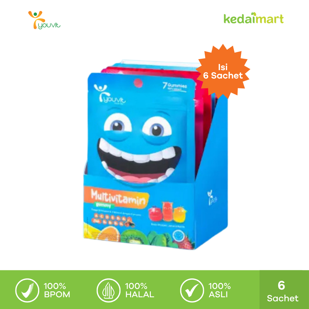 Youvit Multivitamin 7 Hari Untuk Tumbuh Kembang & Imunitas Anak Box Isi 6 Sachet