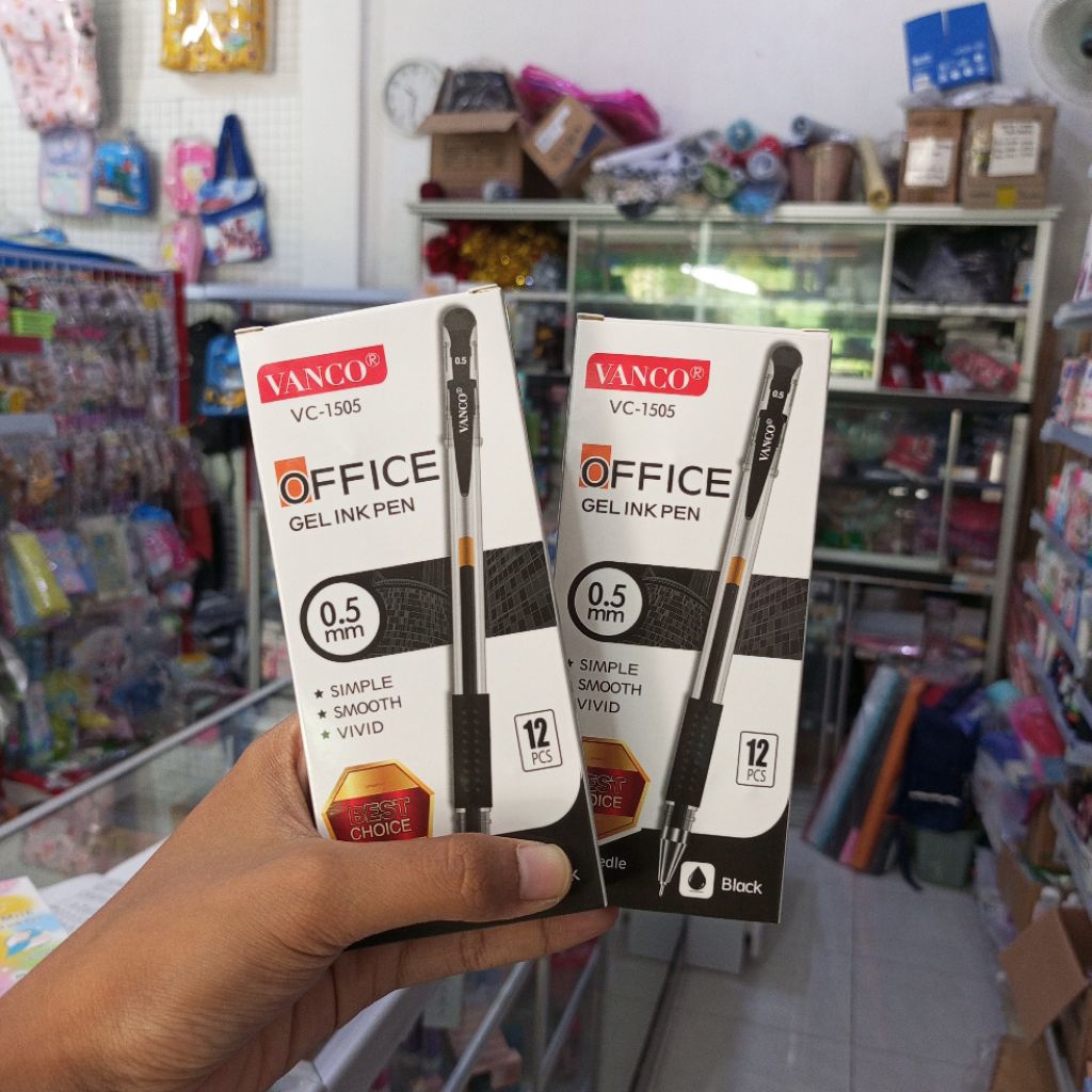 (1 PAK) Bolpen VANCO VC-1505 / Bolpoin Gel Isi 12 Pcs
