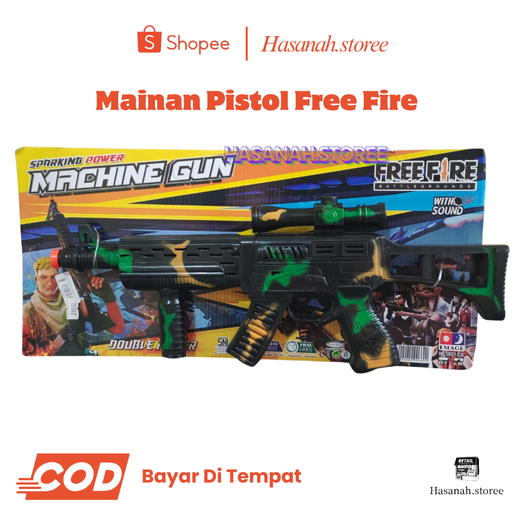 Mainan Anak Blaster Gun Laser 8 Sound Bunyi Getar Motif Loreng Suara Tembakan // Free Fire FF