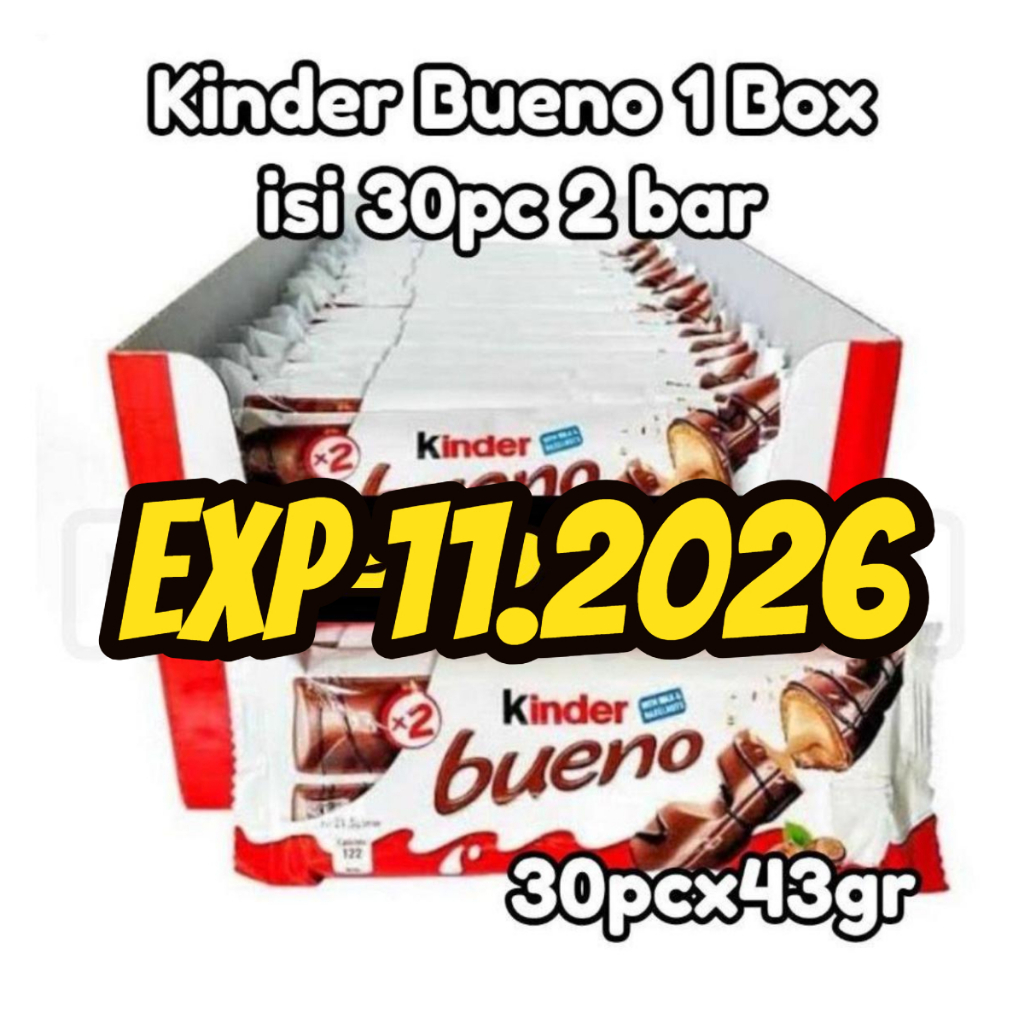 kinder bueno crispy cream chocolate 1 dus isi 30 pack 2 bar/ pack 43gr