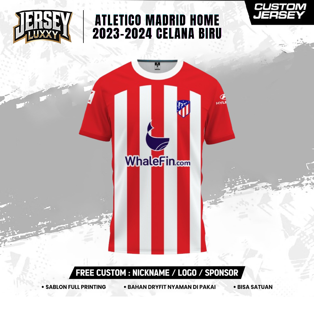 JERSEY ATLETICO MADRID HOME 23-24 CELANA BIRU FREE CUSTOM UNTUK ANAK DAN DEWASA