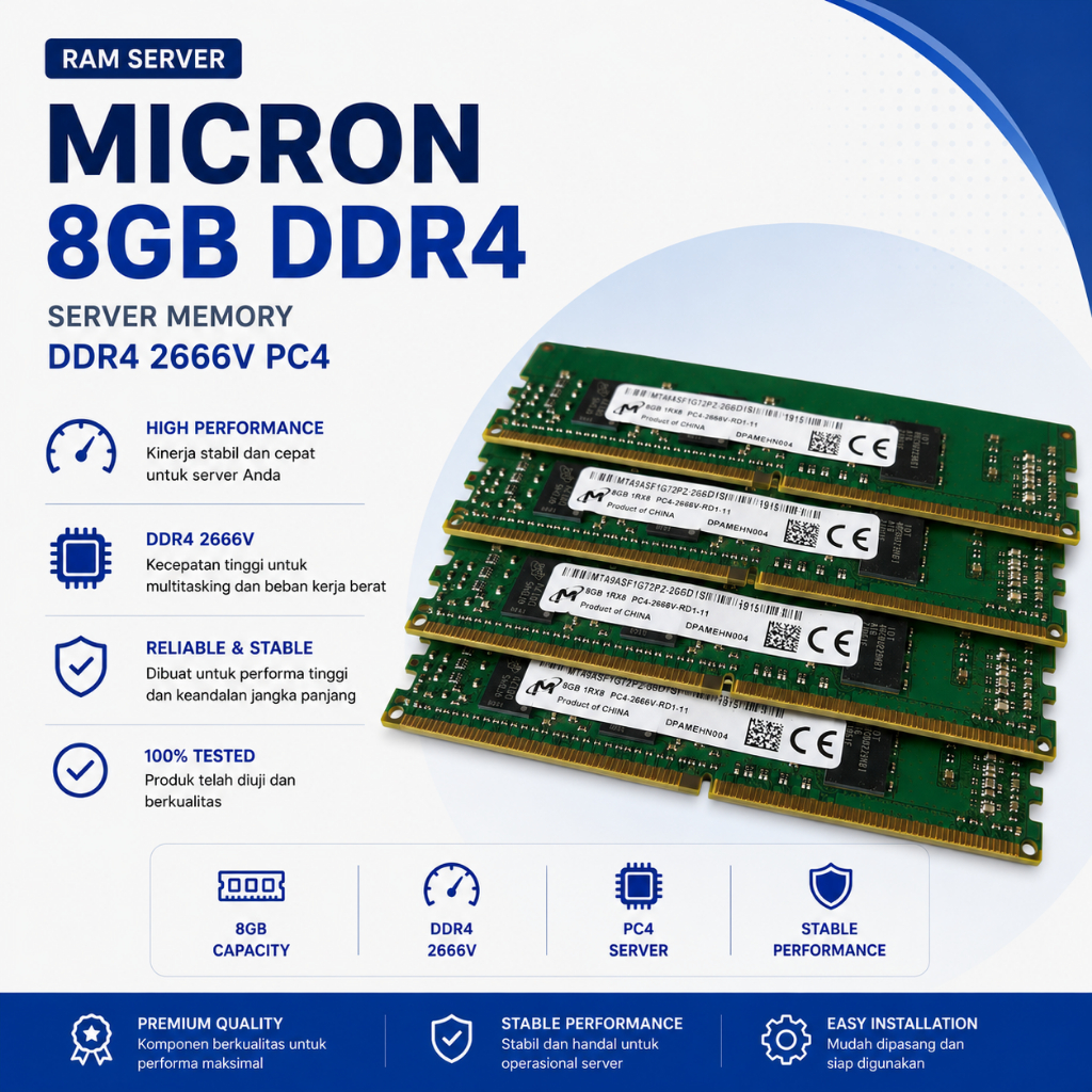 MICRON 8gb Memory Ram Server DDR4 2666V PC4