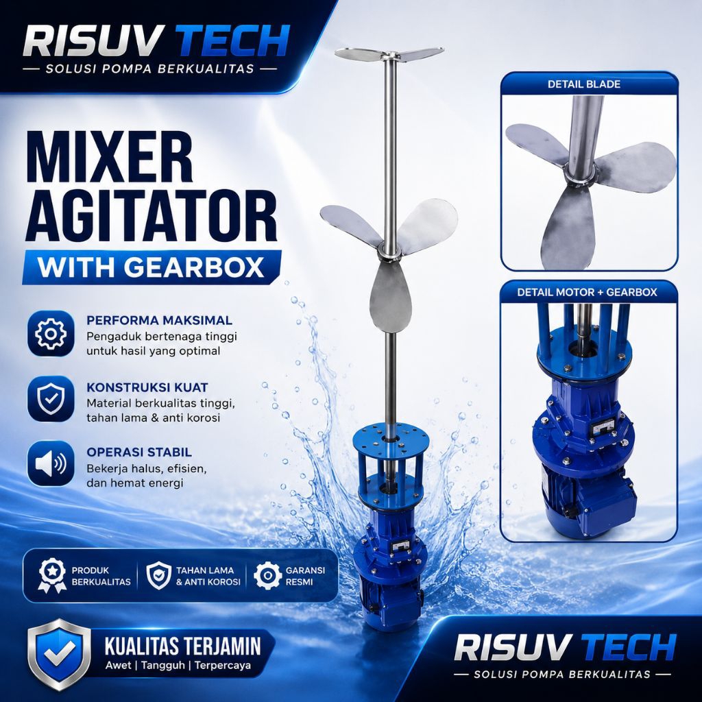 AGITATOR MIXER 4kw 5.5hp 4pole 3phase with gear box 250rpm