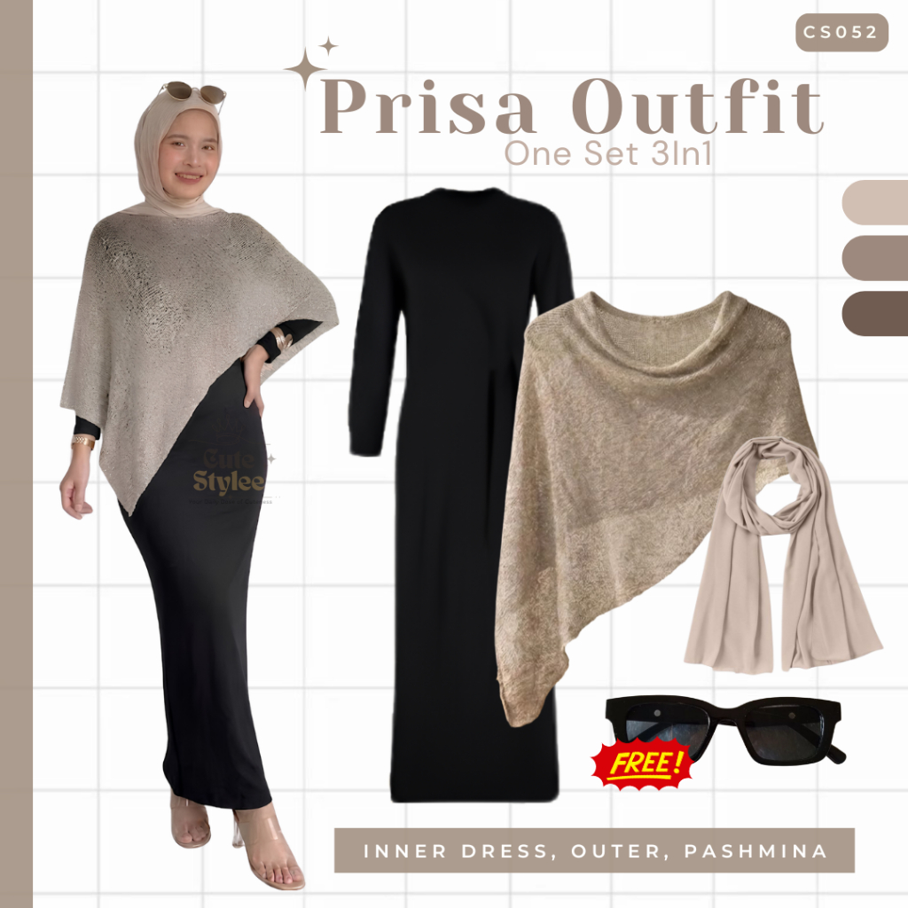 Outfit Pantai Wanita Hijab | Skin fit Dress, Outer, Pashmina , Free Kacamata | OOTD Hangout Outfit P