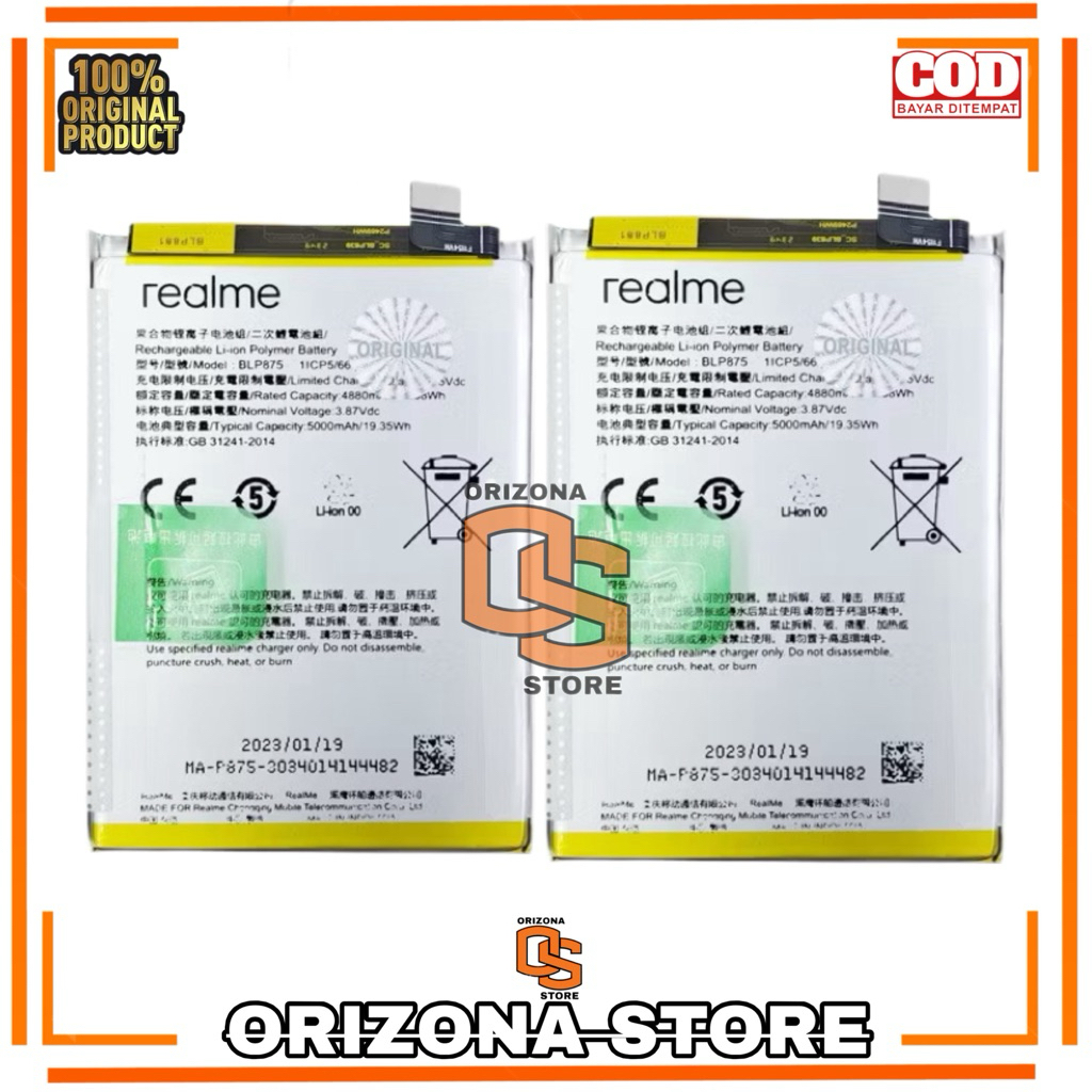 Batre Baterai Realme Narzo 50 RMX3286 BLP875 Batu Battery BLP-875