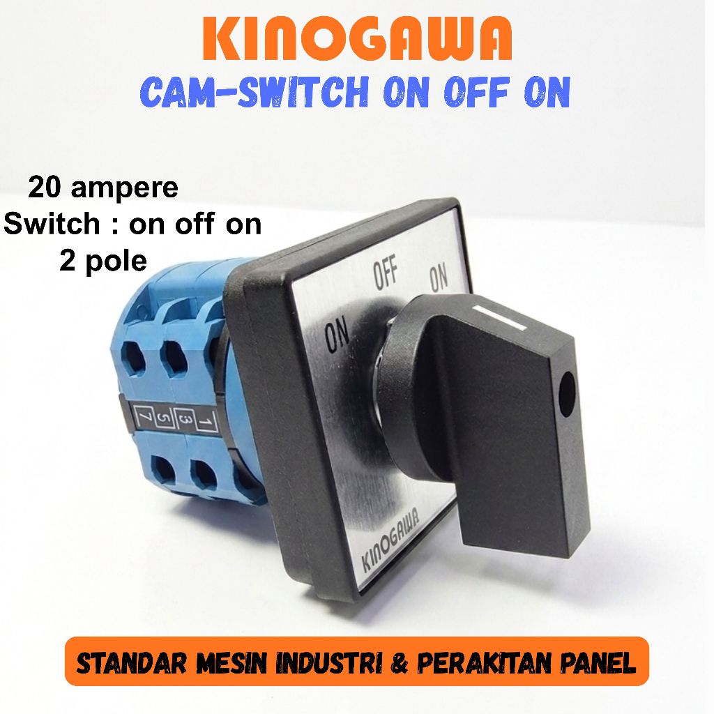 KINOGAWA Switch ON OFF ON 2P Cam Switch Saklar Putar Selector Ohm Saklar Panel Mesin Otomatis Saklar