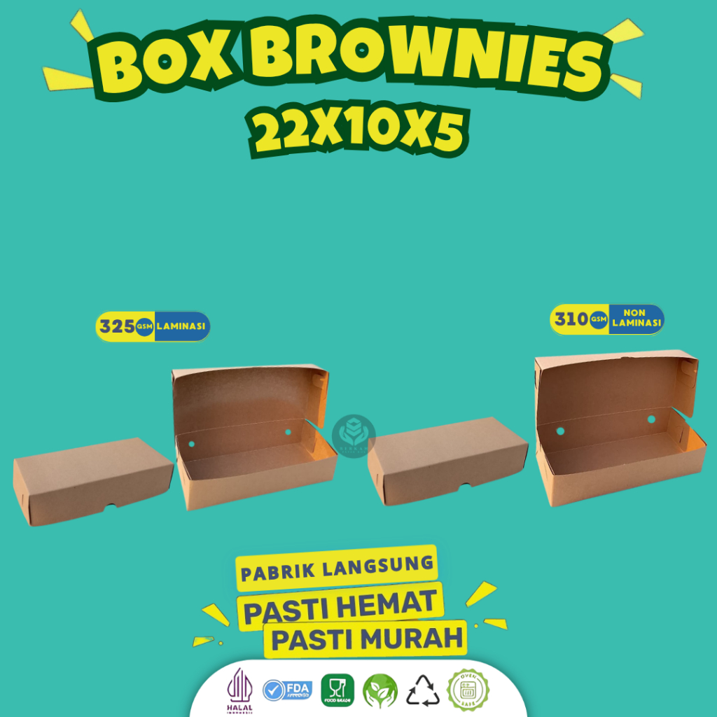 Dus Box Browni Kardus Dus Brownies Bomboloni 22x10x5 Non Laminasi (B11K3-22X10X5)