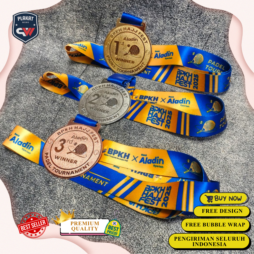 Medali Lomba Padel, Medali Lomba Futsal, Custom Medali Kuningan / Logam Murah