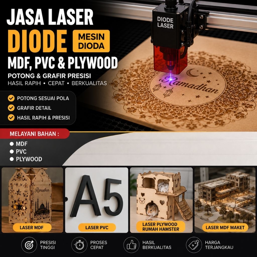 Jasa laser cutting mdf plywood pvc