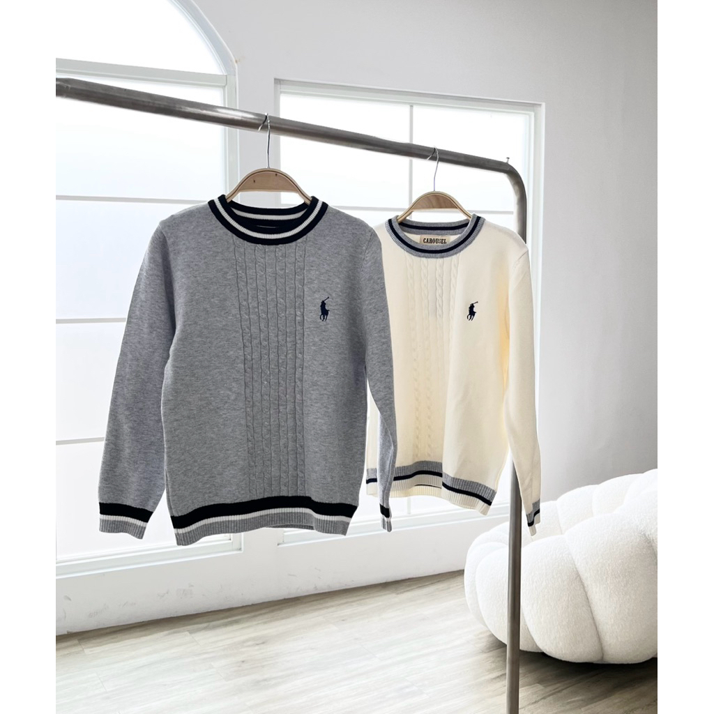 carouselkids sweater knit cable polo anak
