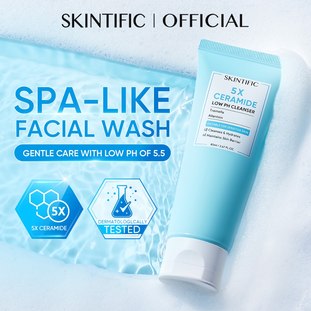 [SIZE UP!!] SKINTIFIC - Low pH Gentle Care Cleanser 120ml | 5X Ceramide Menjaga Skin Barrier Facial 