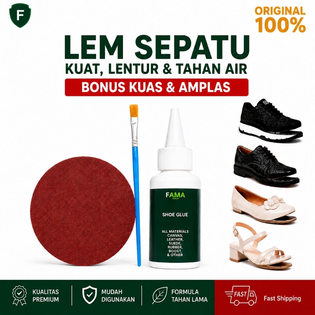FAMA -Lem Sepatu-Bonus Amplas+Kuas-Shoe Glue-fama shoe cleaner -fama shoes cleaner