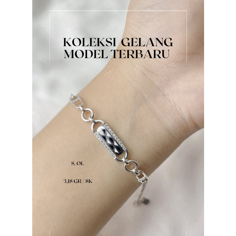 Gelang Emas Putih 8k Rante Tiffany Peneng Extension (Complete Mulia)