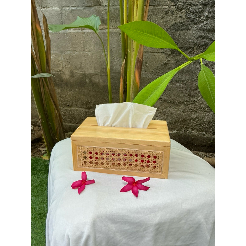 Kotak Tisu Besar kayu Rotan Box Tissue