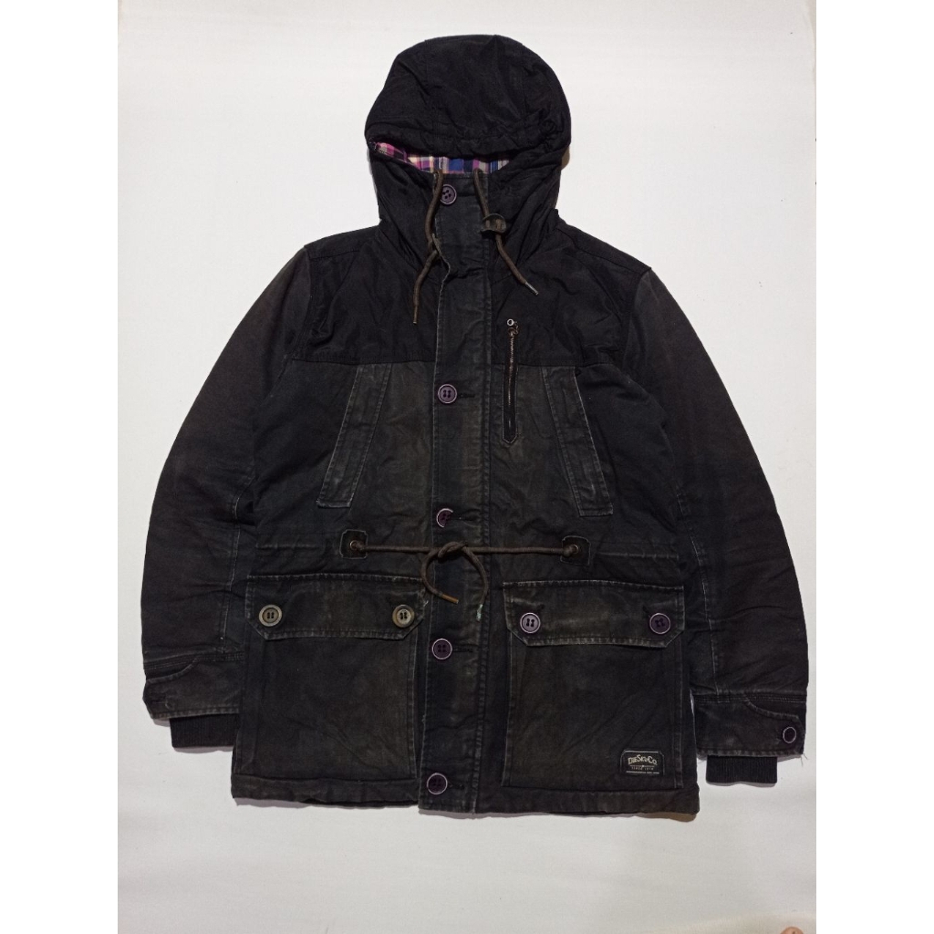 Jaket Parka Duck Canvas Diesel-Co Warna Hitam Faded Size M Second Brand Diesel-Co