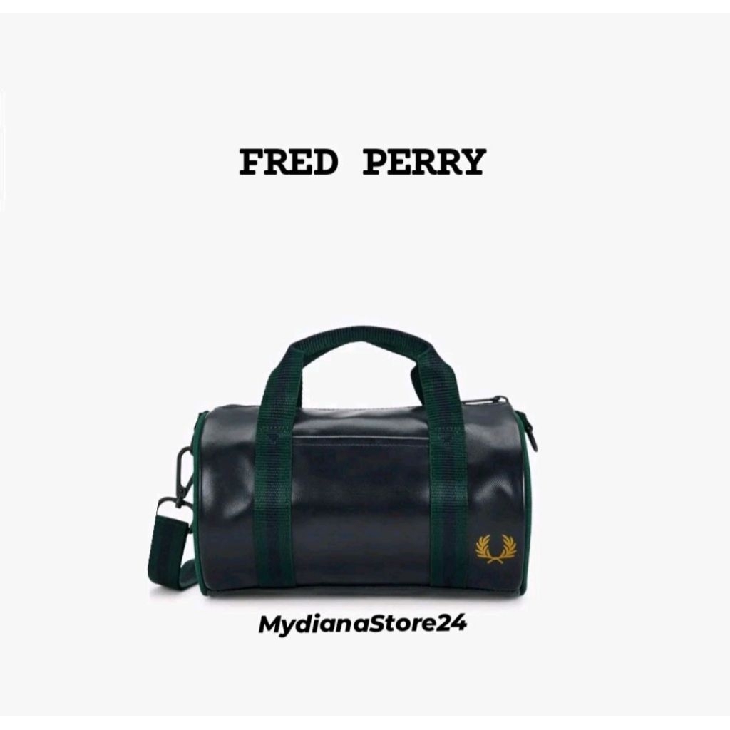 FRED PERRY - FRED PERRY CLASSIC MINI BARREL BAG - NAVY/GRASSROTS