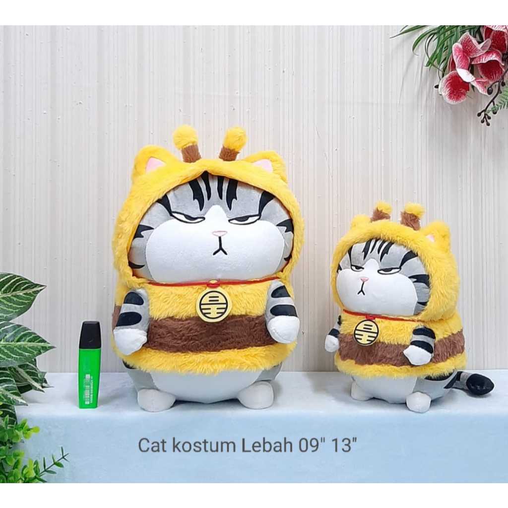 BONEKA FURYU CAT HADIAH LUCU KUCING UK 25, UK 35 ANIMAL KUNING LEBAH
