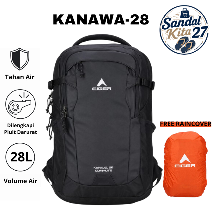 PROMO TERBARU - TAS EIGER KANAWA COMMUTE 28 1.0 LAPTOP BACKPACK BLACK TAS SEKOLAH ANAK TERMURAH 2026